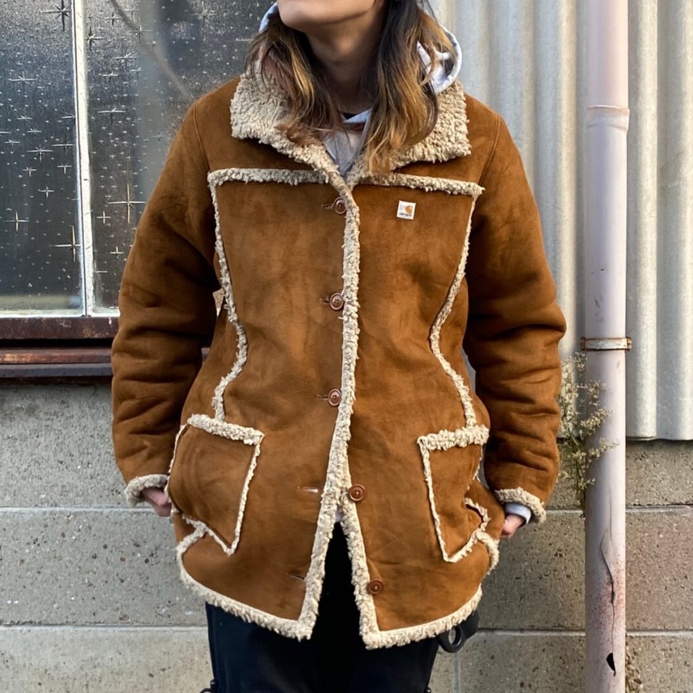 Carhartt Brown Teddy Jacket with Cream Accents